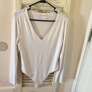 No Boundaries White V-Neck Bodysuit